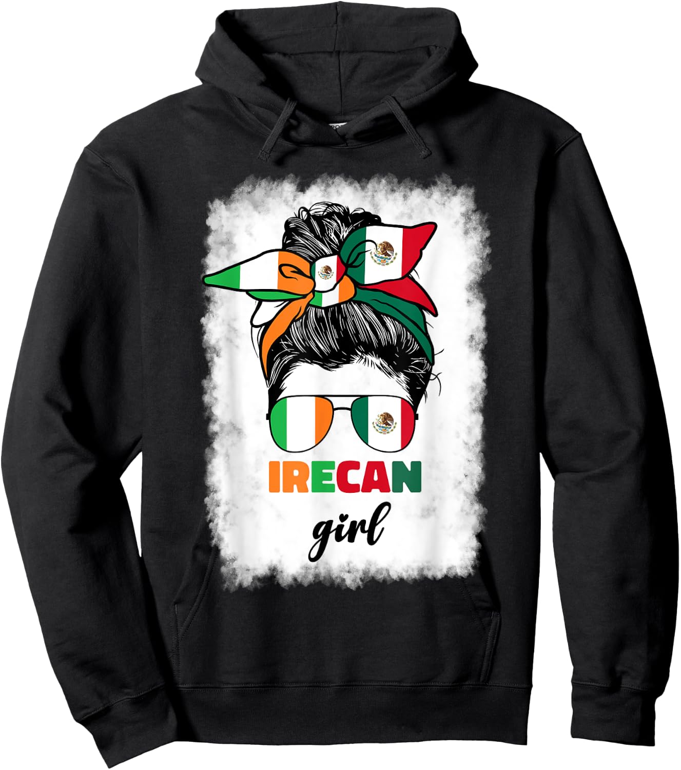 Half Mexican And Irish Mexico Ireland Flag Girl Hoodie - Hoodie | Black