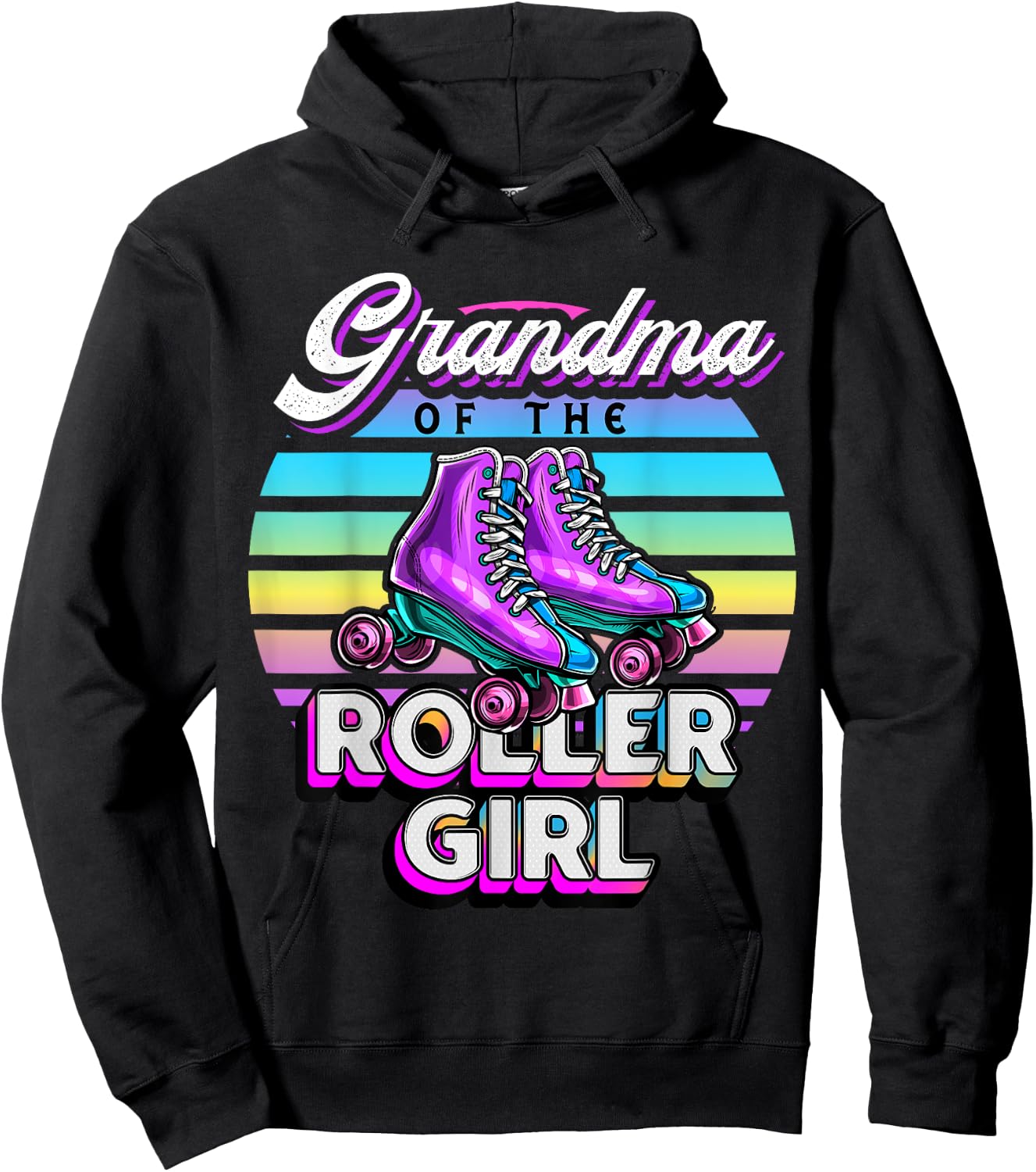 Grandma Roller Girl Roller Skating Birthday Matching Family Hoodie - Hoodie | Black