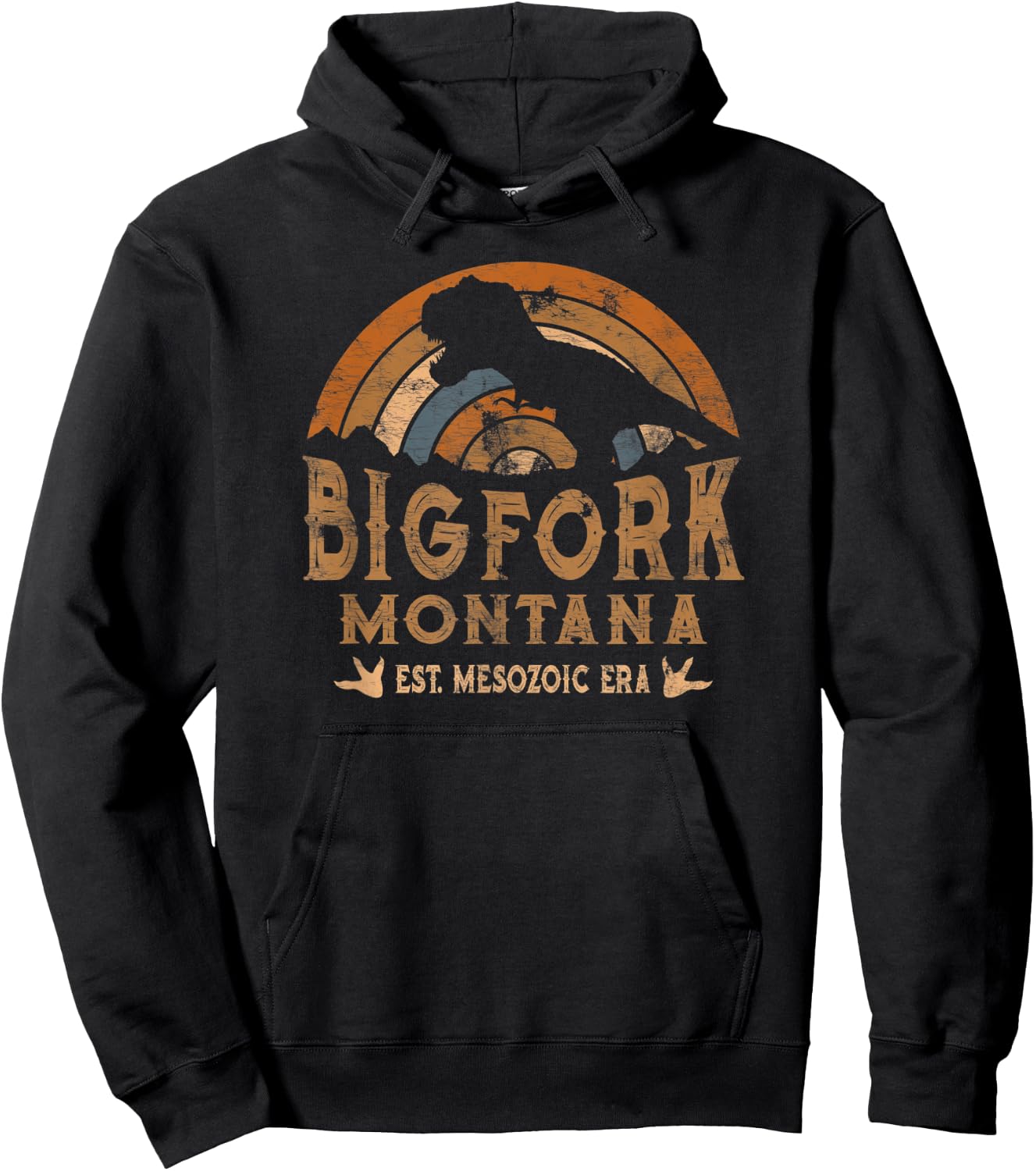 Bigfork Montana MT Dino Dinosaur Paleontology T-Rex Hoodie - Hoodie | Black