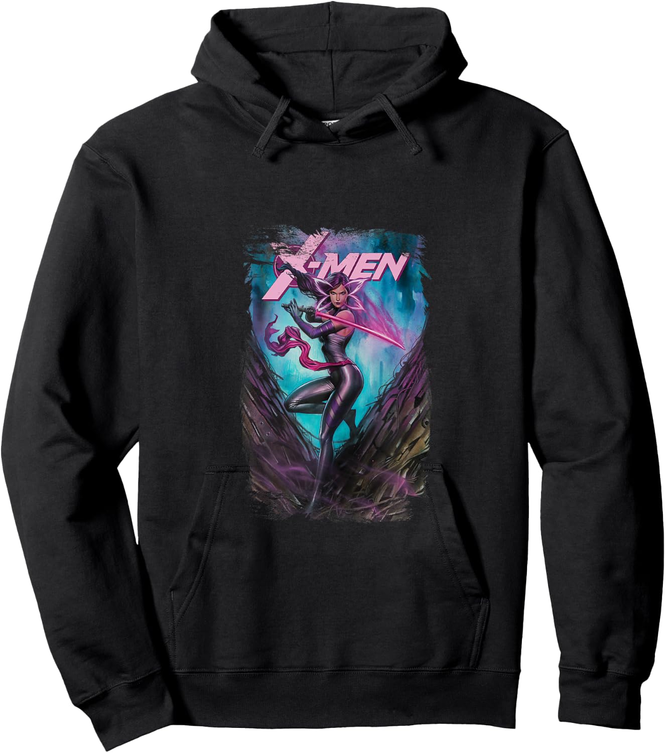 Marvel X-Men Psylocke Wielding Sword Vintage Poster Hoodie - Hoodie | Black