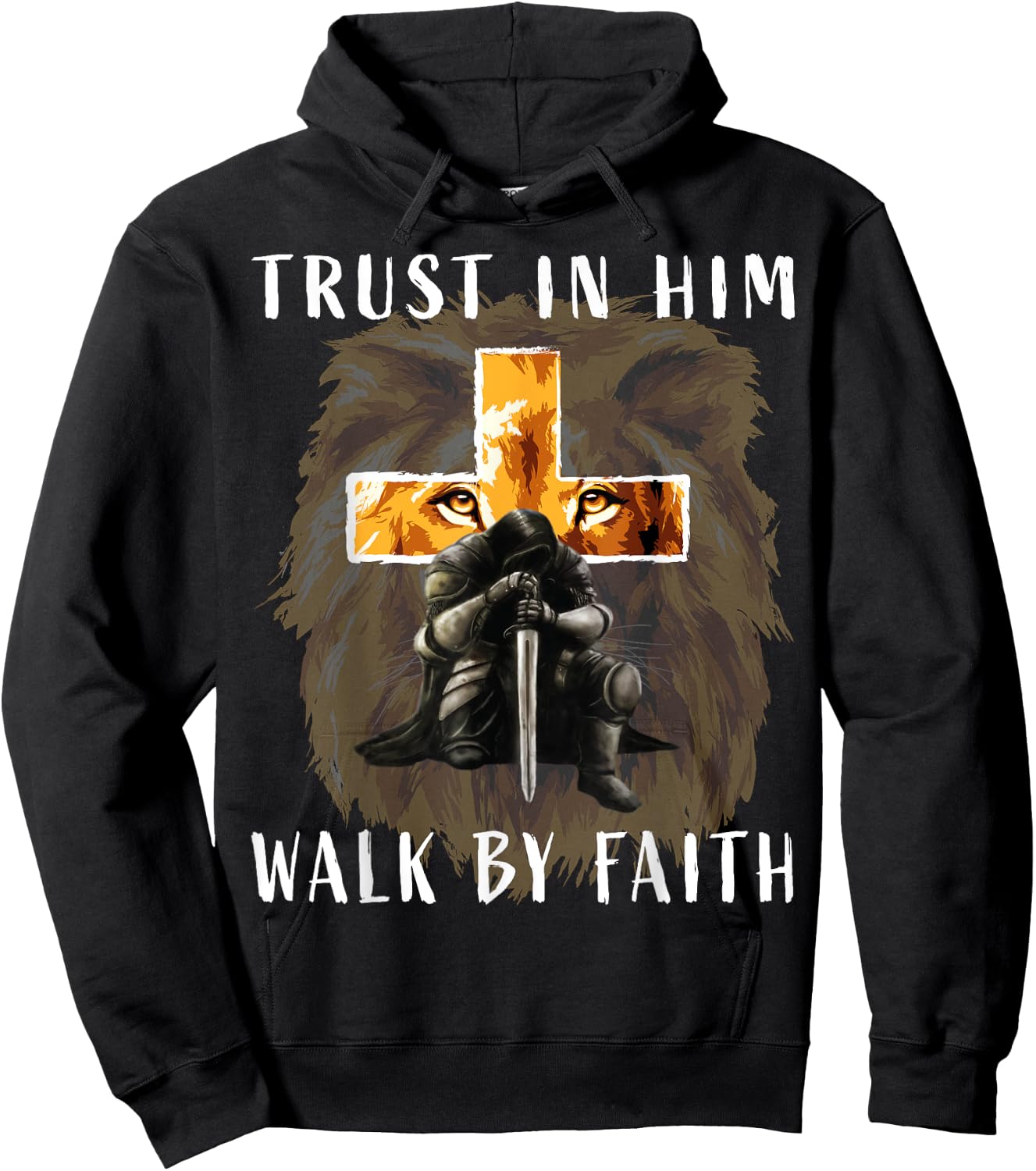Trust Walk by Faith Christian Religious Sayings Graphic Men Hoodie - Hoodie | Black