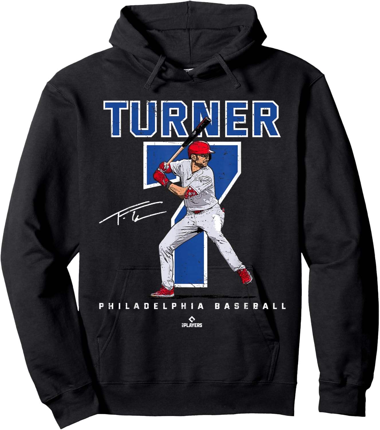 Number and Portrait Trea Turner Philadelphia MLBPA Hoodie - Hoodie | Black
