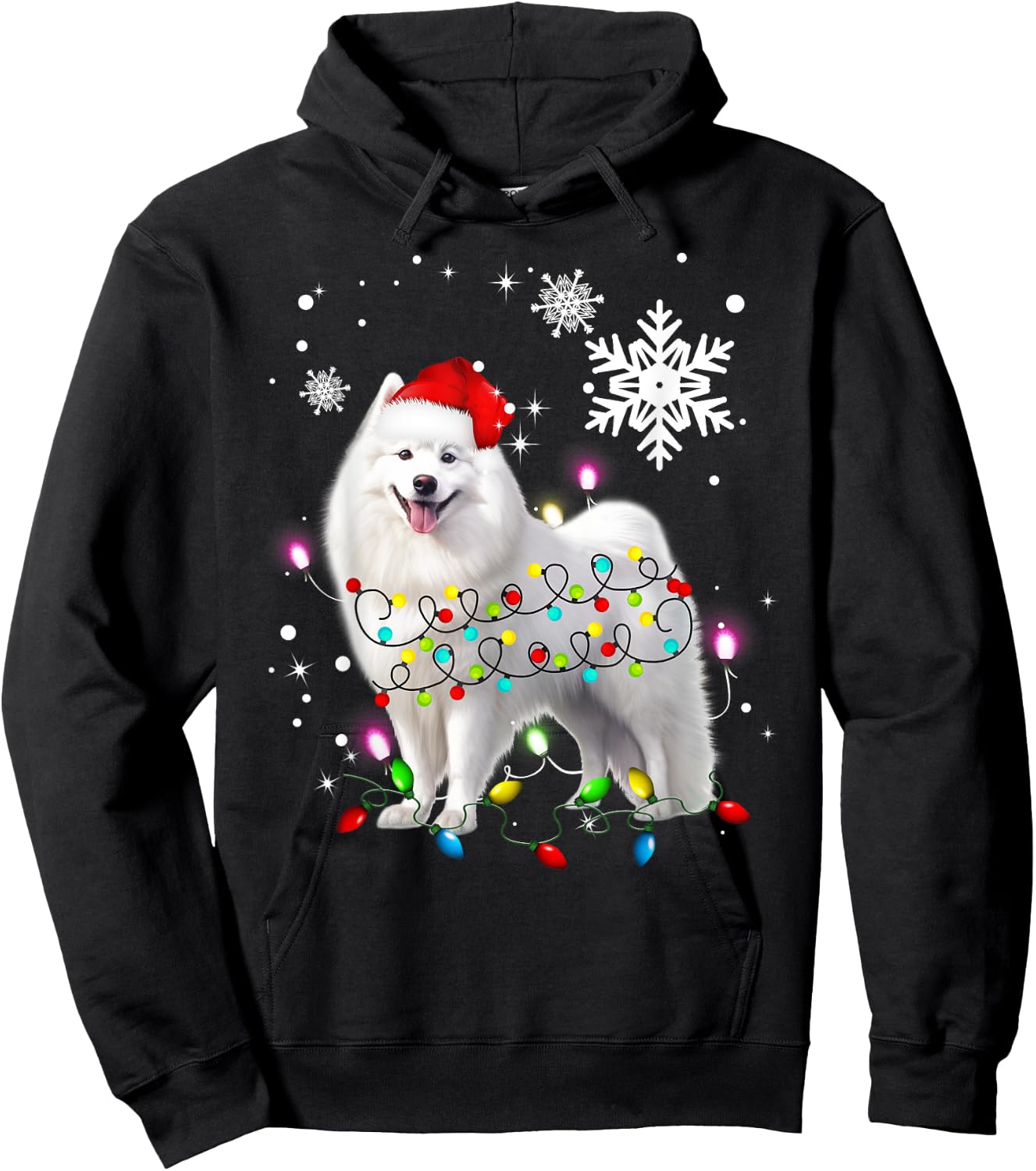 Samoyed Christmas Tree Light Pajama Samoyed Lover Xmas Hoodie - Hoodie | Black