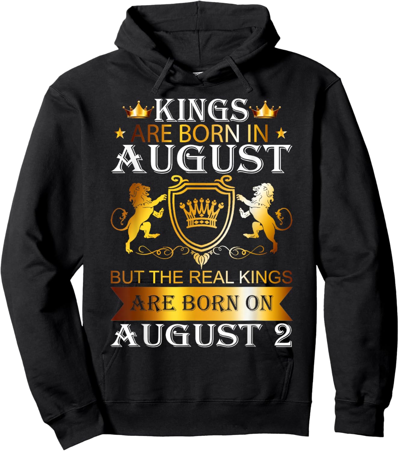 Kings Are Born On August 2nd Birthday Bday Boys Kids Hoodie - Hoodie | Black
