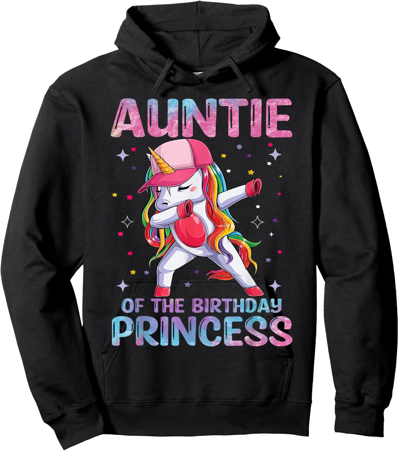 Auntie of the Birthday Princess Girl Dabbing Unicorn Aunt Hoodie - Hoodie | Black