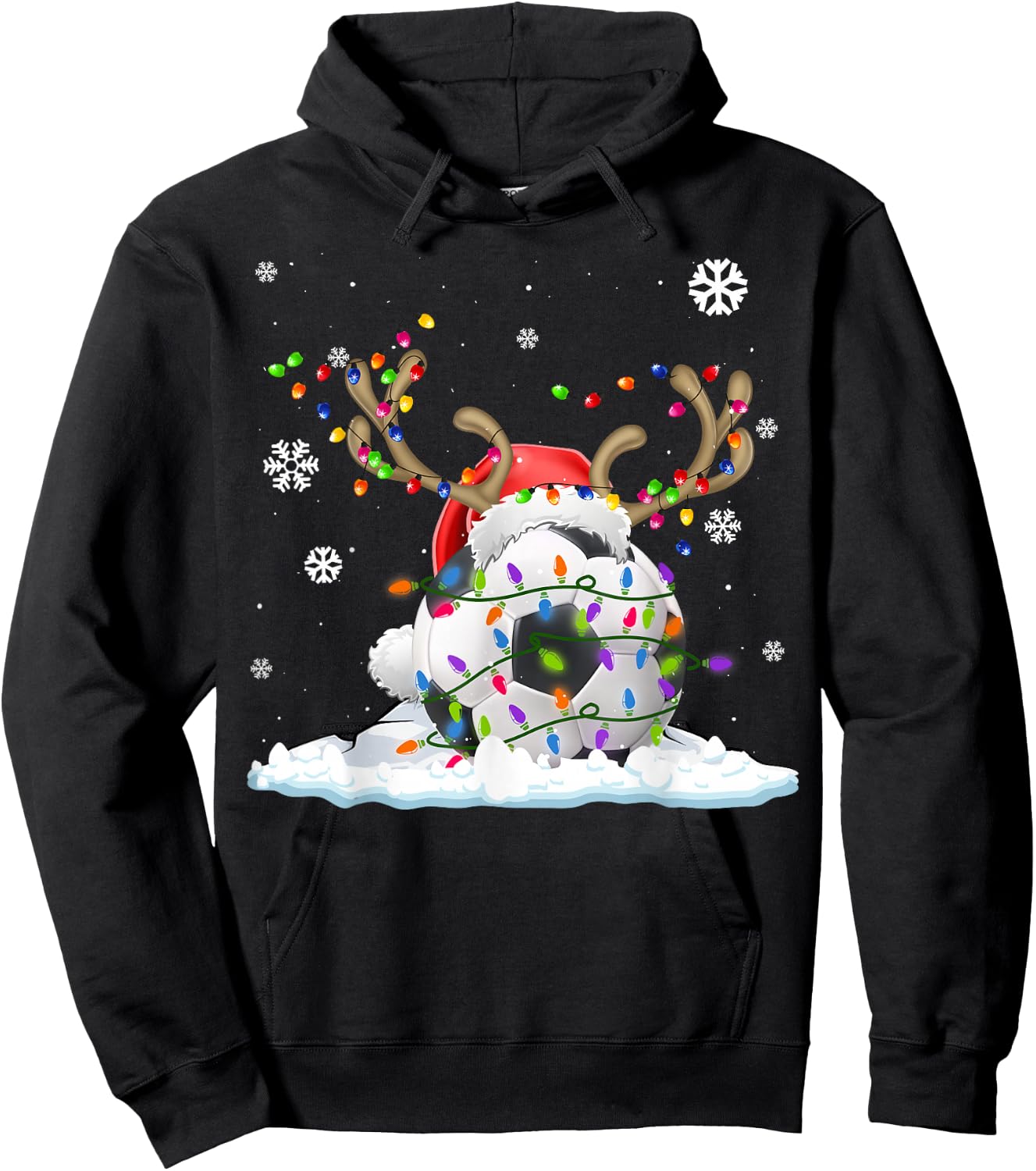 Funny Soccer Lovers Soccer Santa Hat Ugly Christmas Sweater Hoodie - Hoodie | Black