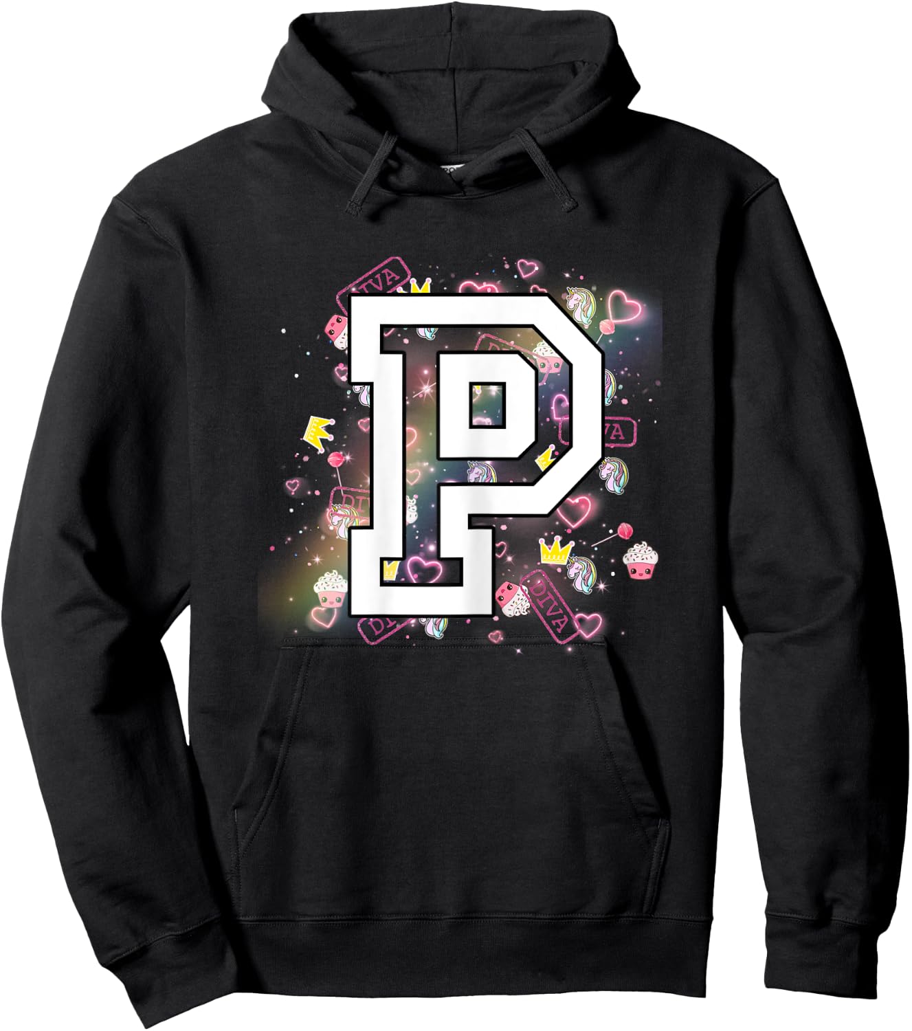 Kids Letter P Clothing For a Girl Who's Name Starts With P Hoodie - Hoodie | Black