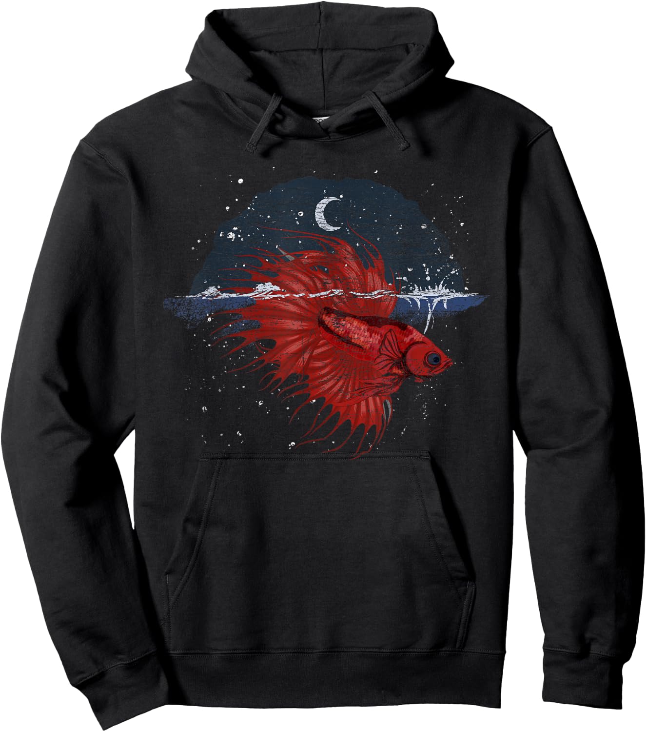 Half Moon Underwater World Sea Animal Aquarium Betta Fish Hoodie - Hoodie | Black