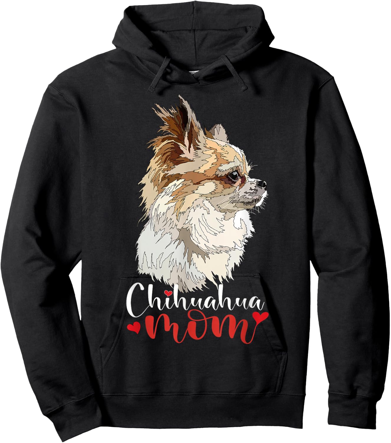 Long Haired Chihuahua Mom Chiwawa Long Hair Mama Dog Lover Hoodie - Hoodie | Black