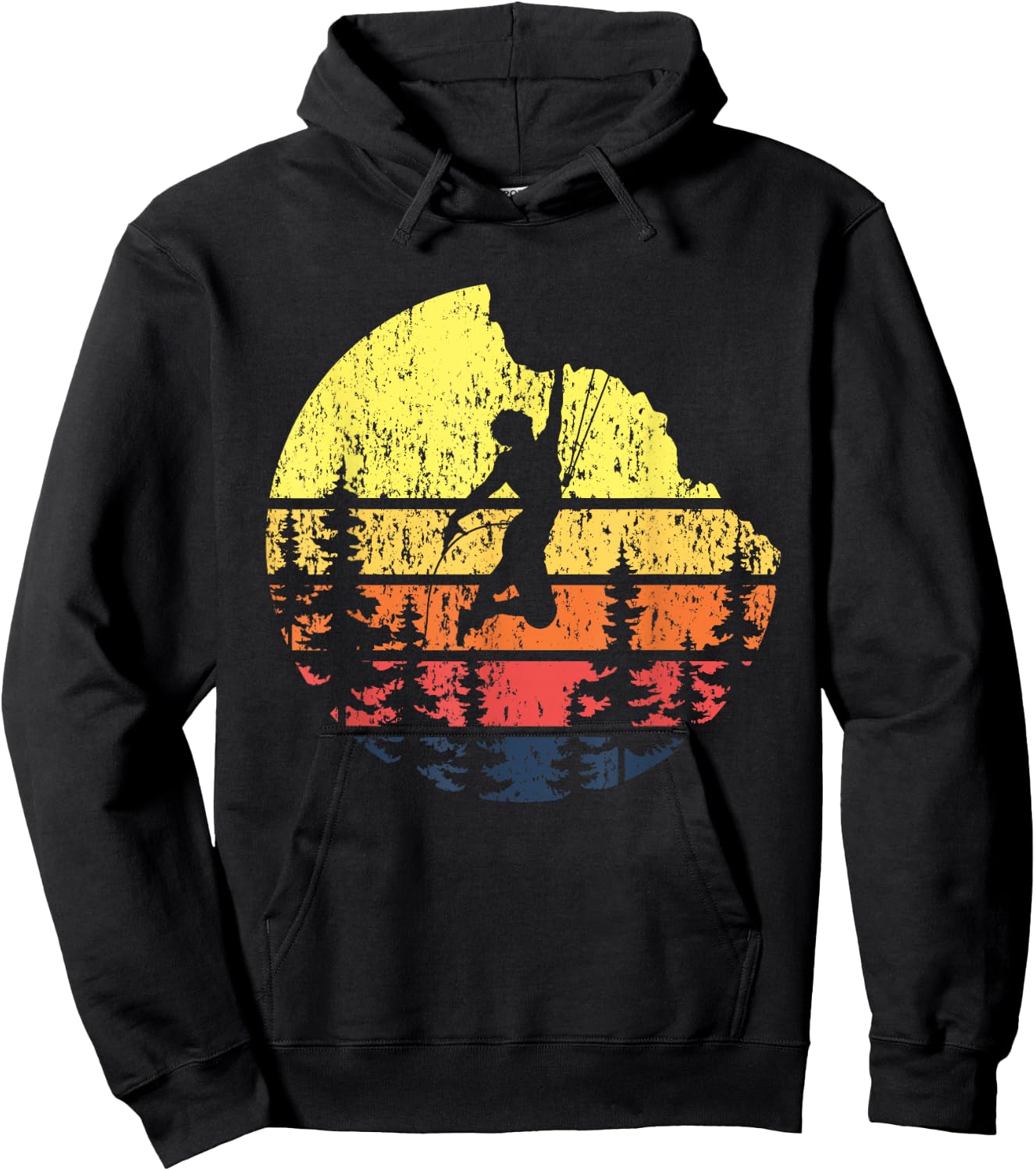 Retro Sunset Rock Climber - Boulderer Bouldering Climbing Hoodie - Hoodie | Black