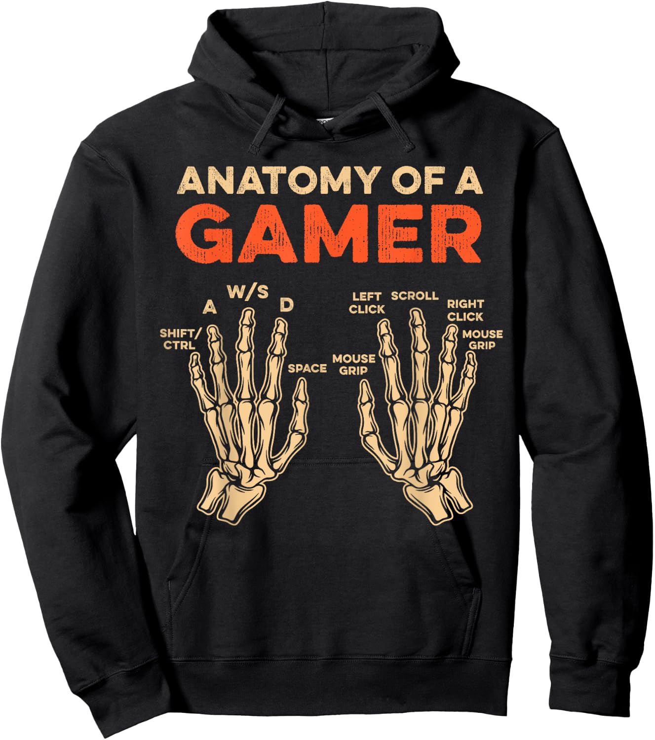 Anatomy Of A Gamer Skeleton Hand Funny Men Boys Kids Teens Hoodie - Hoodie | Black