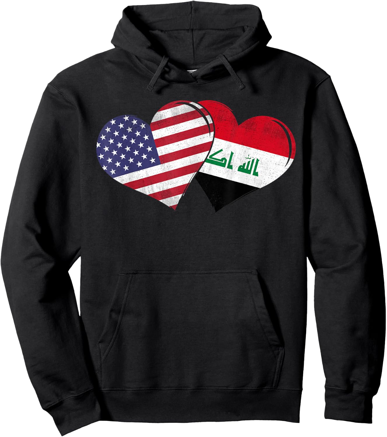 Vintage Iraq - American Flag Heart For Iraqi Hoodie - Hoodie | Black