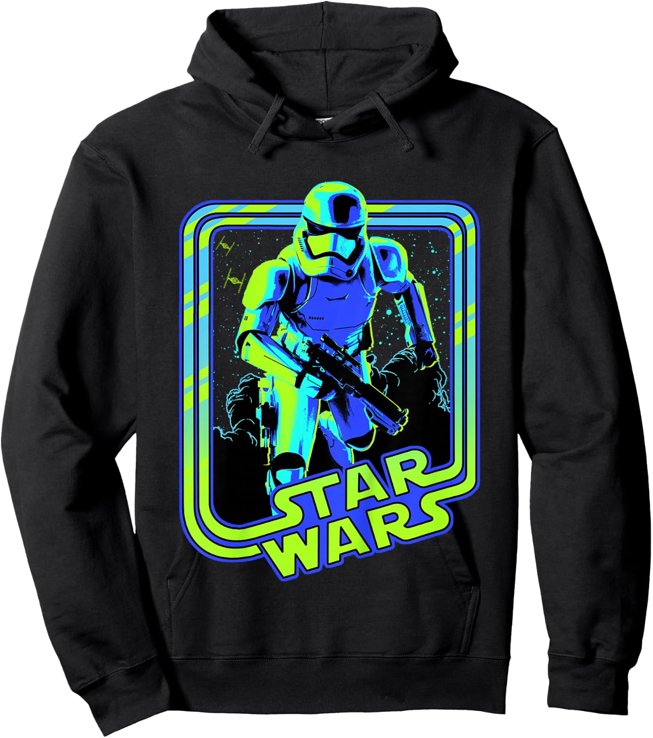 Kids Star Wars Classic Stormtrooper Retro Neon Glow Poster Hoodie - Hoodie | Black