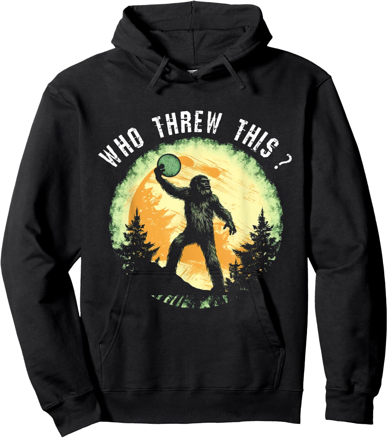 Dirhame Disc Golf Funny Bigfoot , -Adults, Black, Small, Short Sleeve, Classic Fit, Cotton 60% Polyester 40% Hoodie - Hoodie | Black