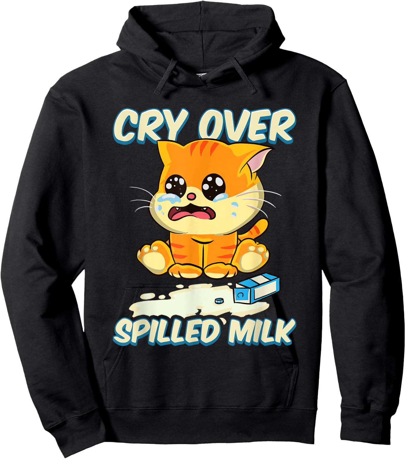 Cry Over Spilled Milk Kitten Hoodie - Hoodie | Black