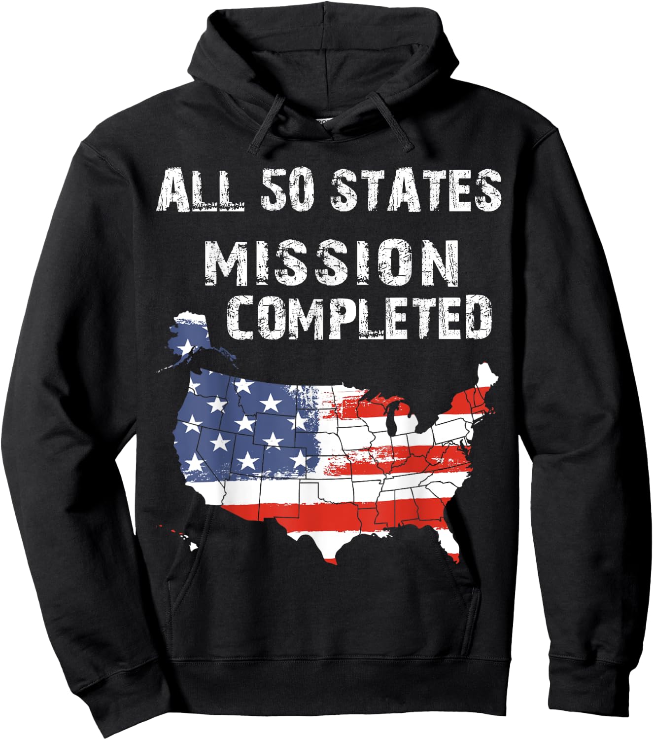 All 50 States Mission Completed Grunge Traveling Nomad Life Hoodie - Hoodie | Black