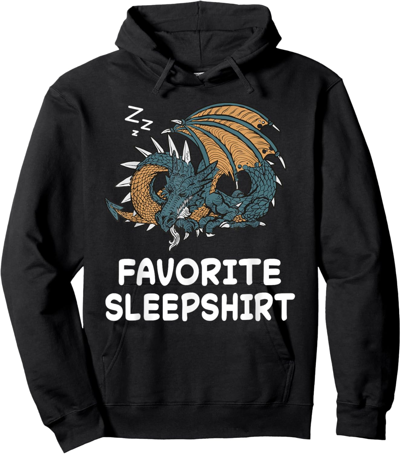 Dragon Dragons Nap Sleeping Sleep Pajama Nightgown Hoodie - Hoodie | Black