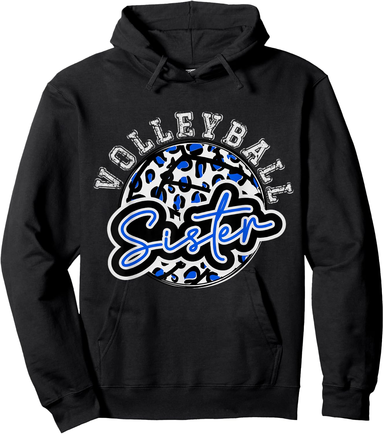 Leopard Cheetah Volleyball Blue Sister Shirt Trendy Hoodie - Hoodie | Black