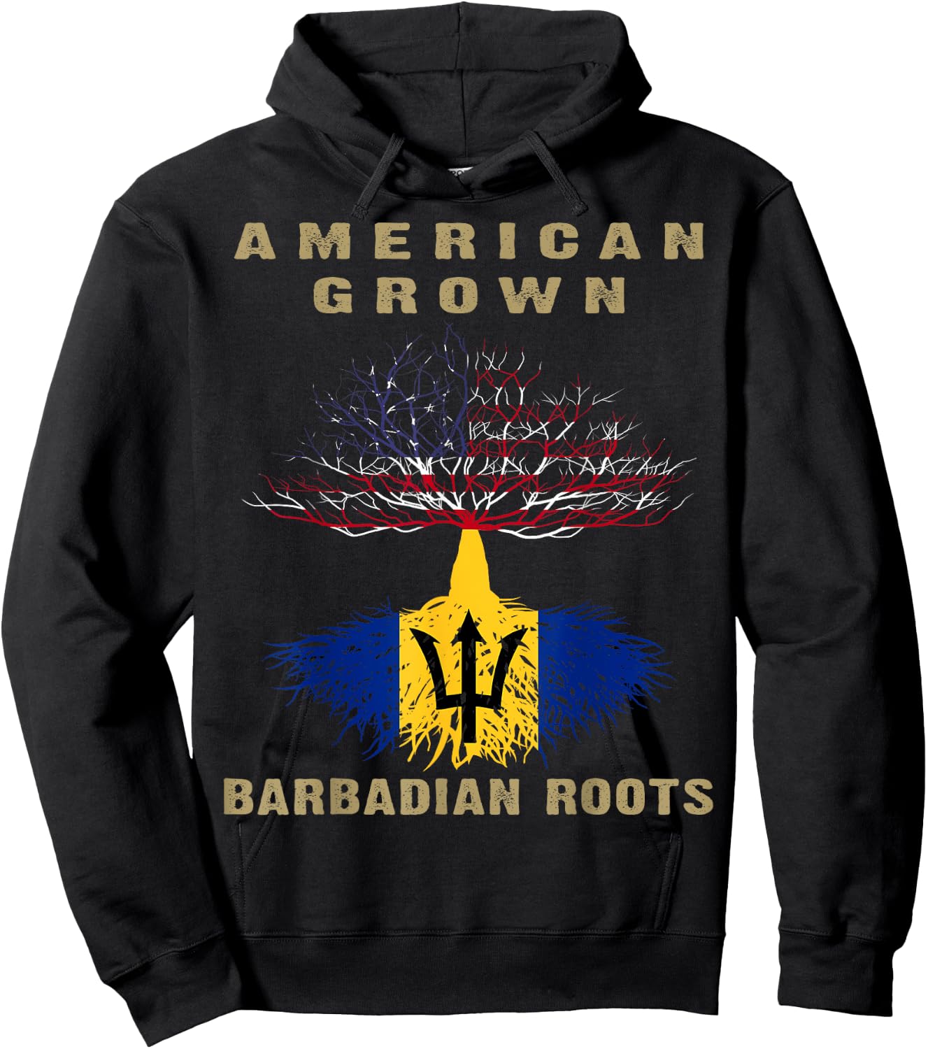 Barbados Bajan Barbadian Heritage Proud Half Barbadian Flag Hoodie - Hoodie | Black