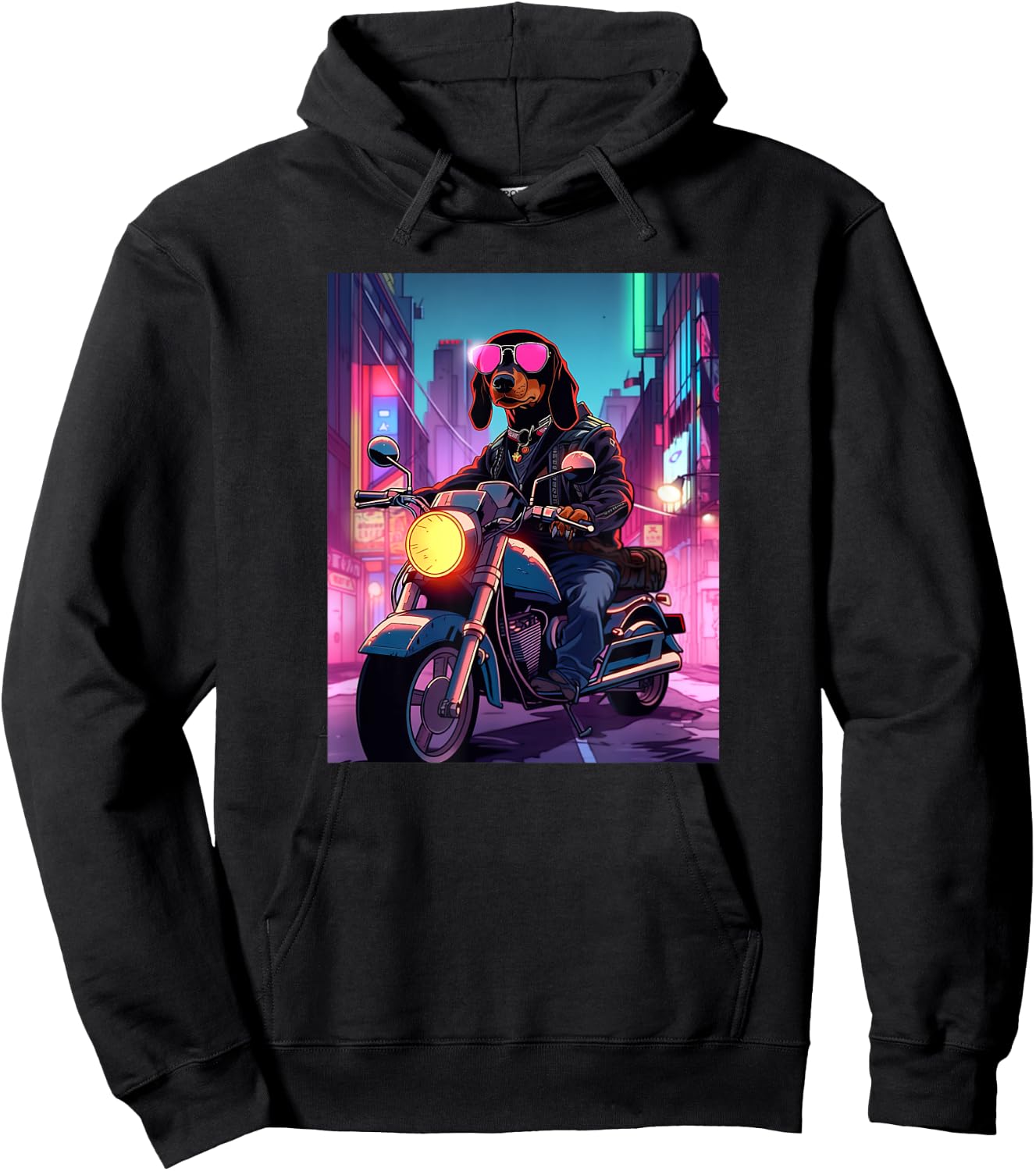 Dachshund Biker Funny Dog Motorcycle Men Women Kids Hoodie - Hoodie | Black