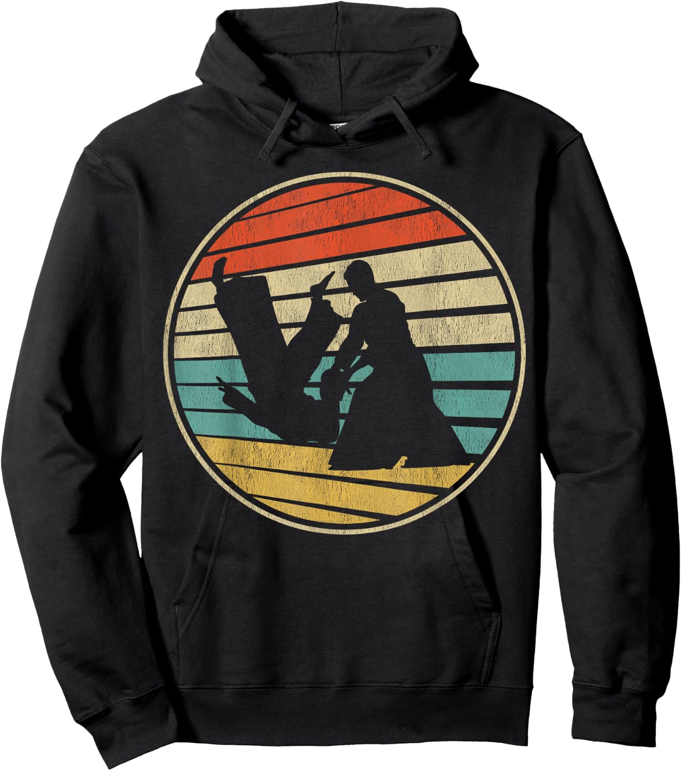 Cute Aikido Gift Retro Vintage 70s 80s Japanese Martial Art Hoodie - Hoodie | Black