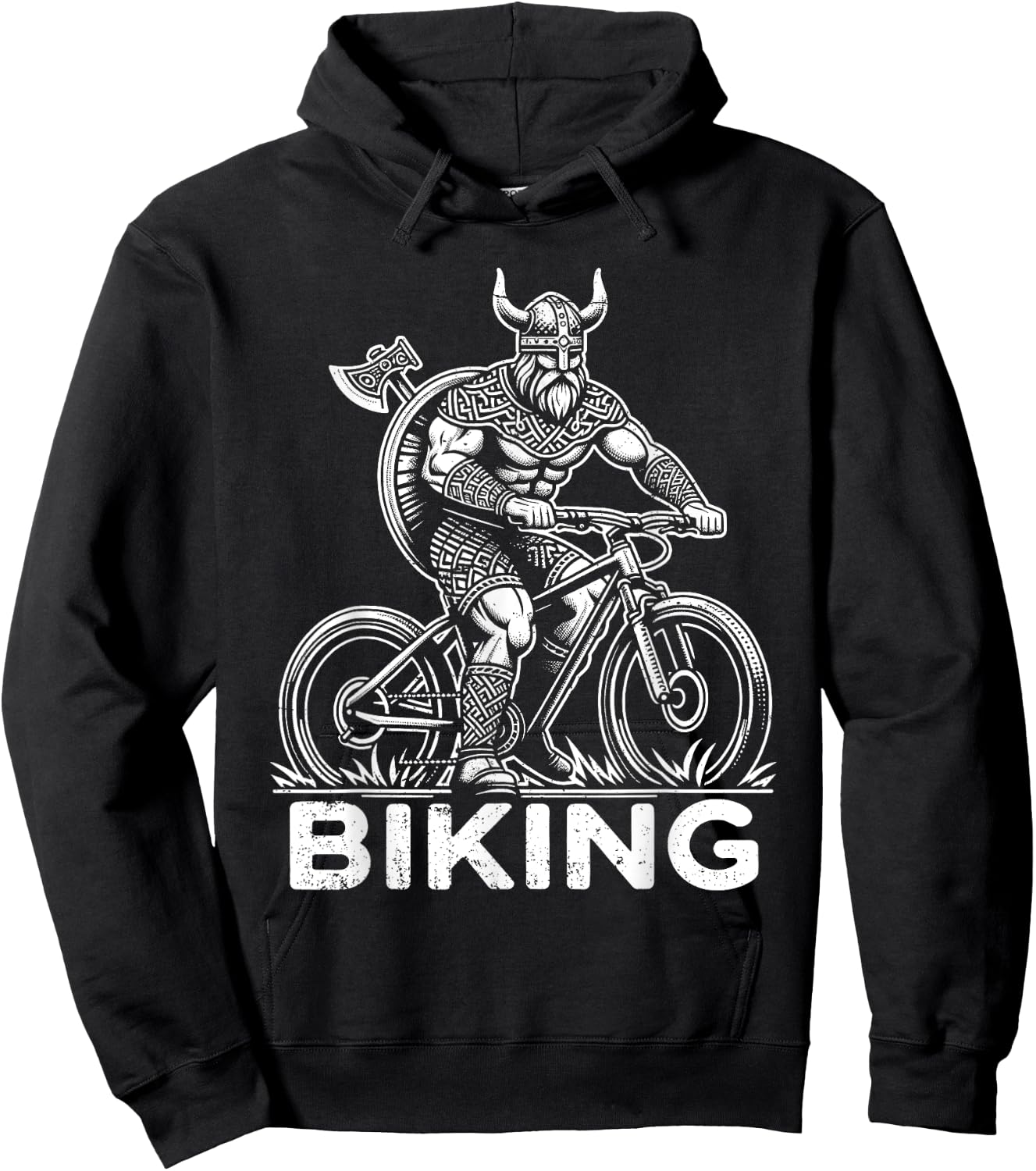 Biking Viking Funny Mountain Biker Pun Hoodie - Hoodie | Black