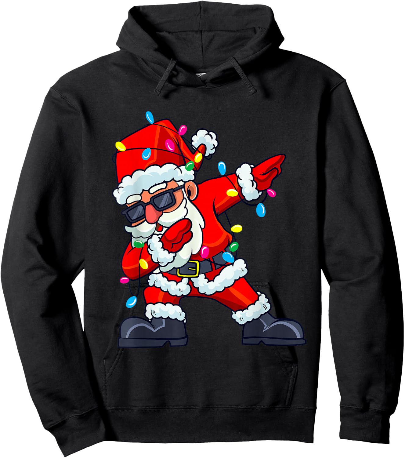 Dabbing Santa Claus Christmas Tree Lights Boys Kids Dab Xmas Hoodie - Hoodie | Black