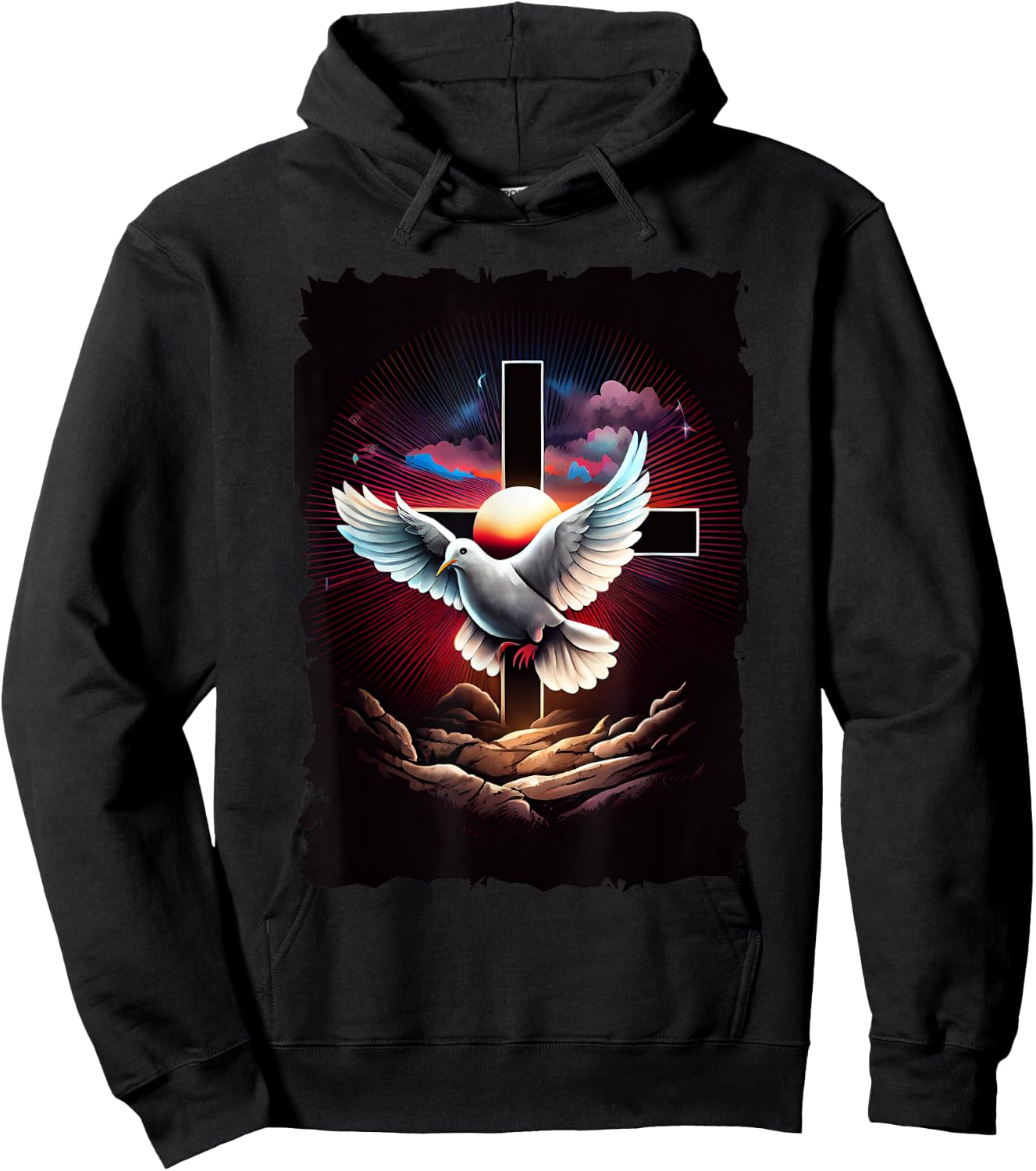 Christian Dove Cross retro 70s vintage Hoodie - Hoodie | Black