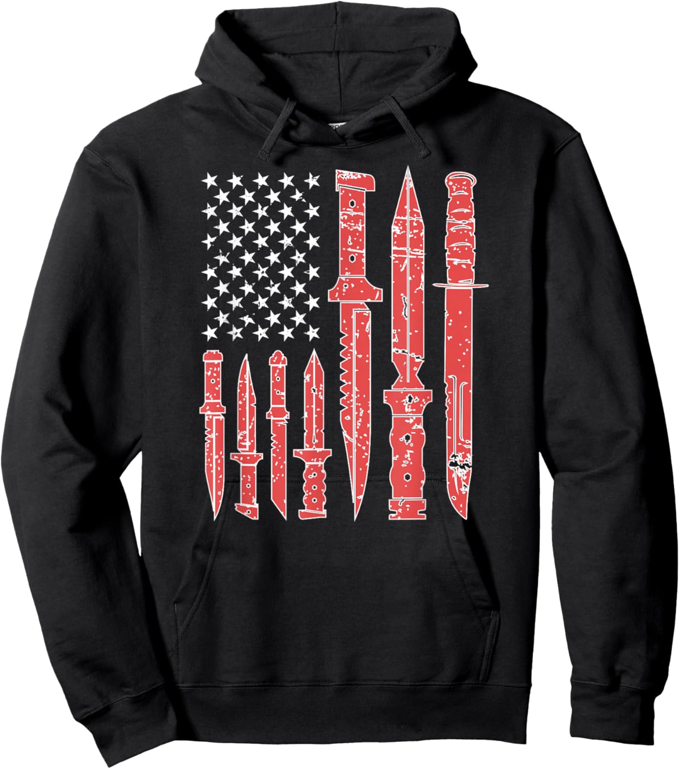 Knife Collecting For Proud Knives Collector US Flag Knife Lover Knife Enthusiast Hoodie - Hoodie | Black