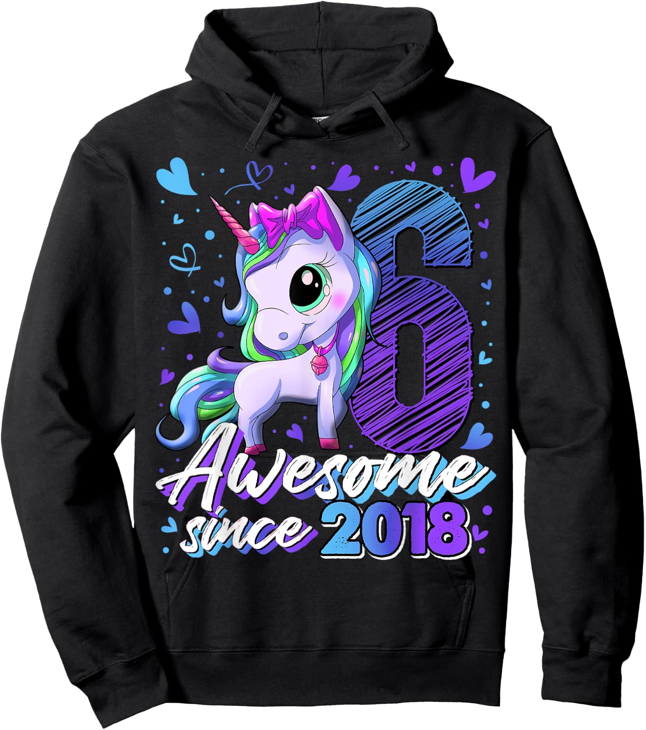6 Years Old Flossing Unicorn Gifts 6th Birthday Girl Party Hoodie - Hoodie | Black