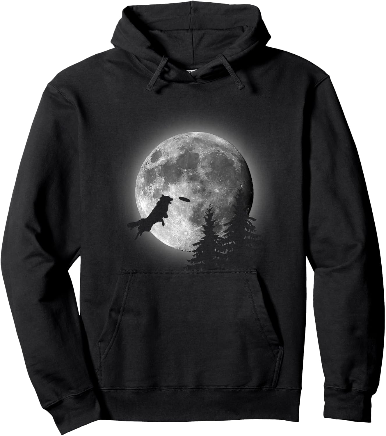 Border Collie Catching Frisbee Moon Hoodie - Hoodie | Black