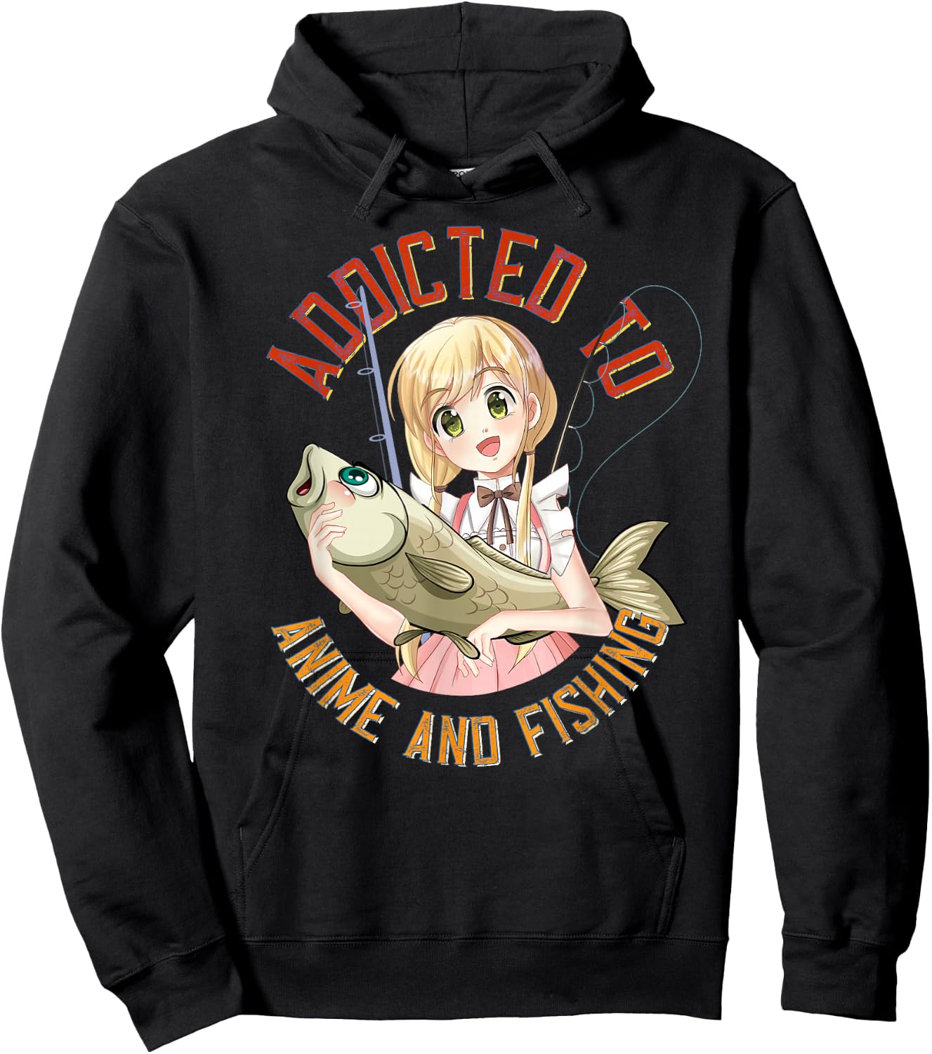Lucky Fishing Gear for Fishermans and Anime Manga Lovers Hoodie - Hoodie | Black