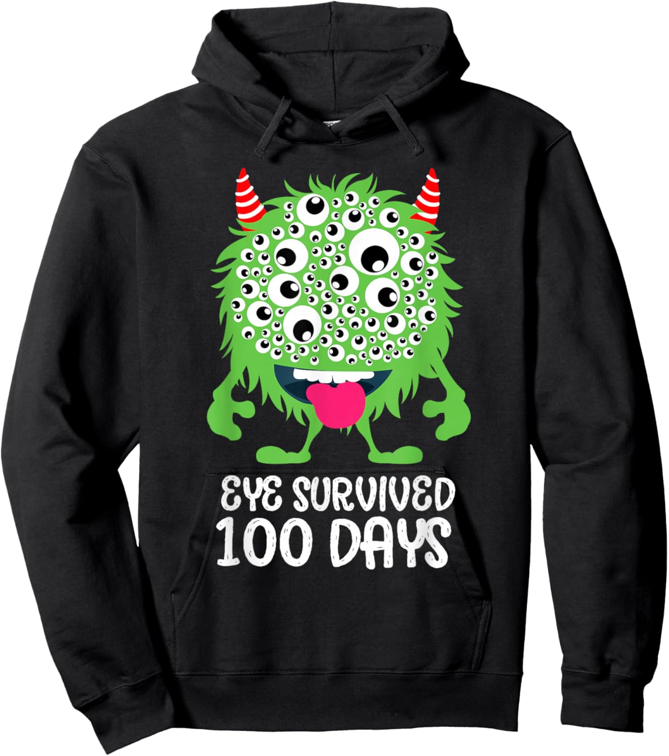 Eye Survived 100 Days Of School Monster Lover Teacher Kids Hoodie - Hoodie | Black