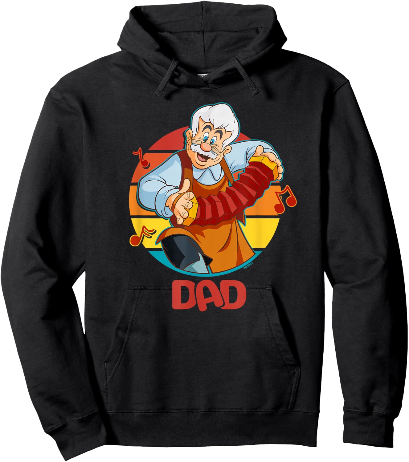 Disney Pinocchio Geppetto Dad Accordion Father’s Day Hoodie - Hoodie | Black