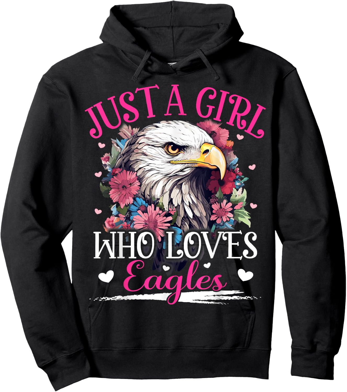 Just A Girl Who Loves Eagle Bird Girls Hoodie - Hoodie | Black