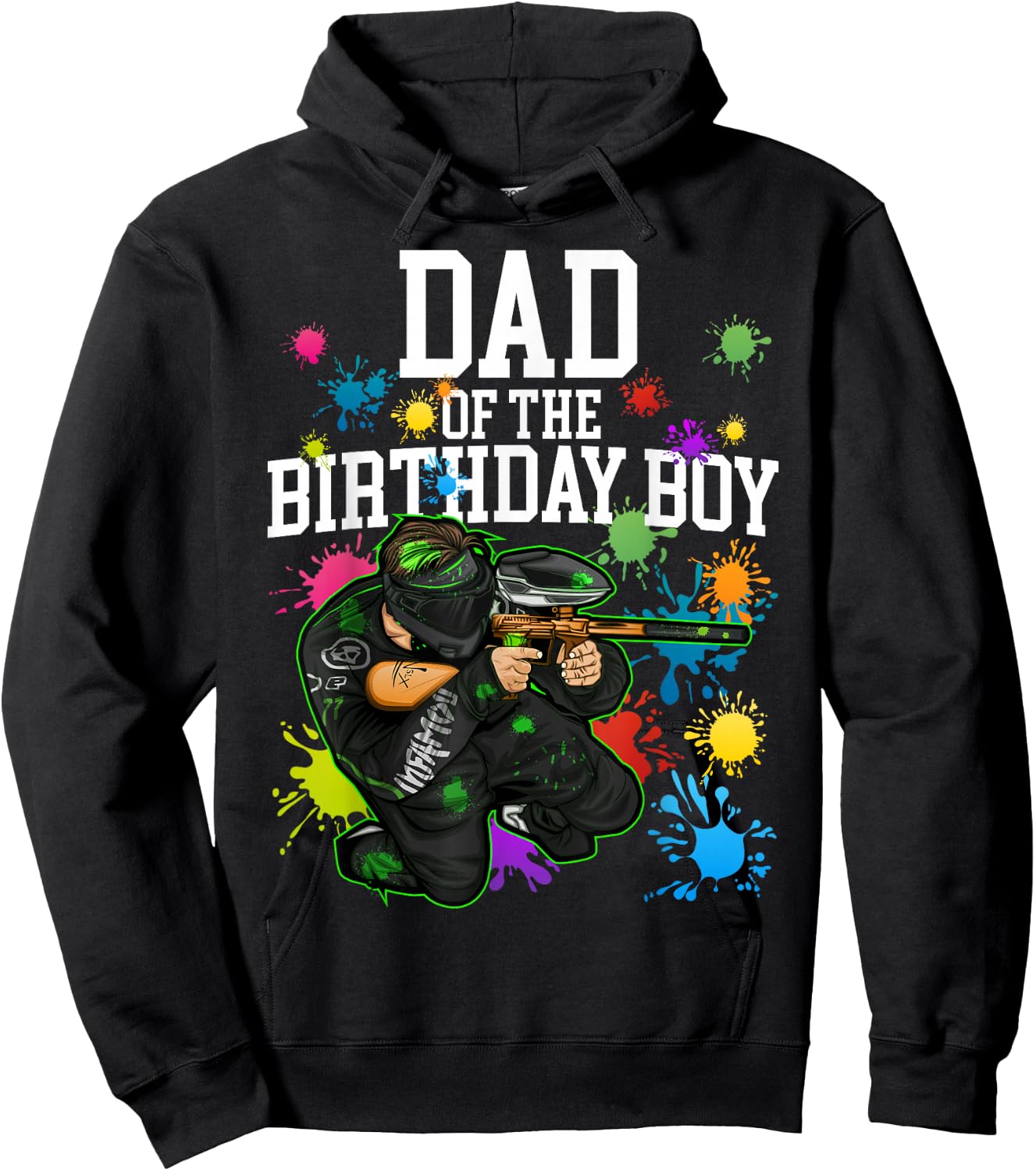 Dad of the Birthday Boy Paintball Sport Matching Family Hoodie - Hoodie | Black