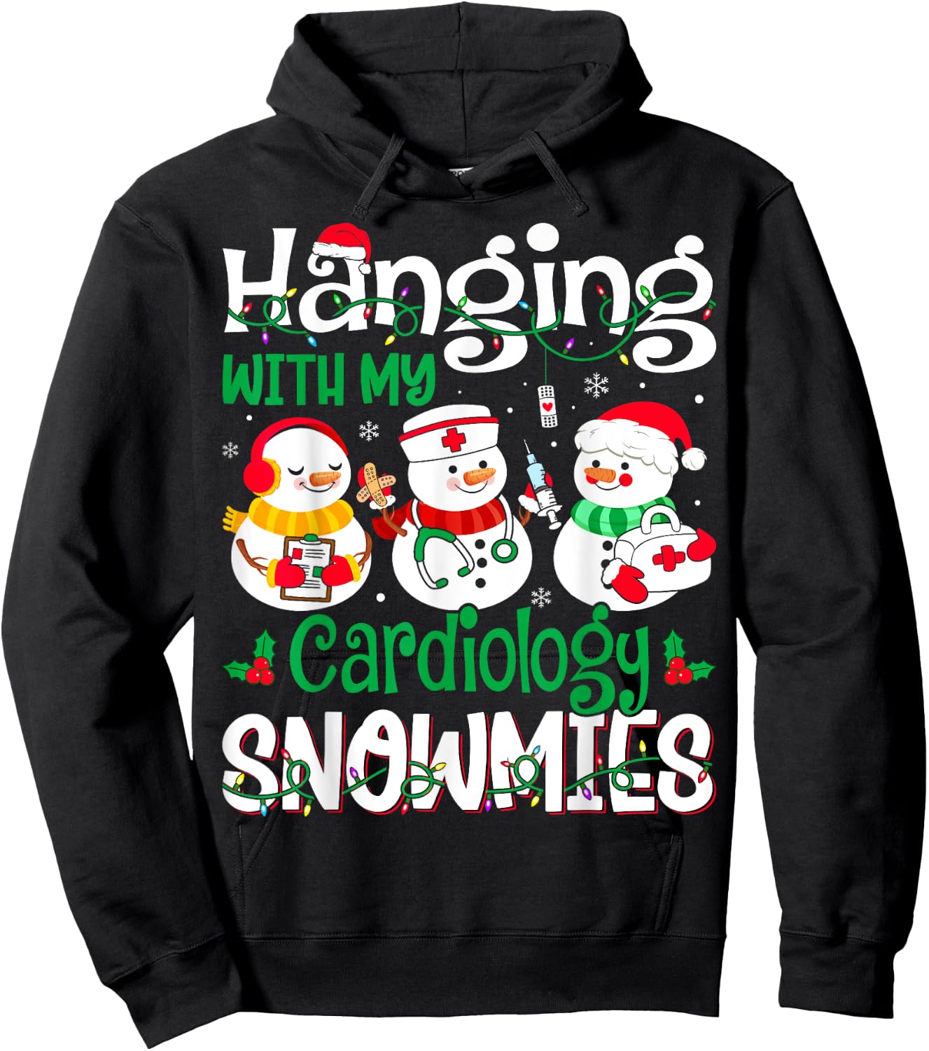 Hanging With My Cardiology Nurse Snowmies Christmas Nursing Hoodie - Hoodie | Black