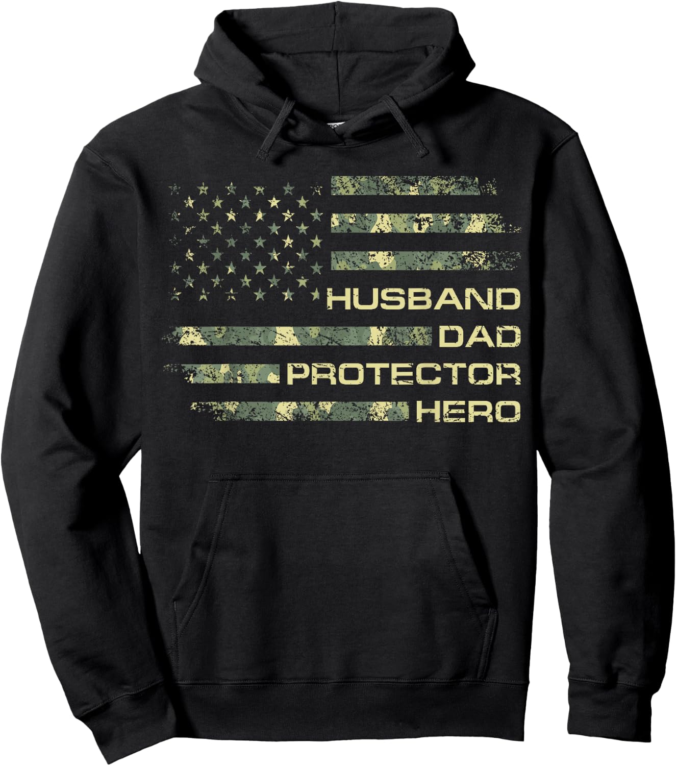 Husband Dad Protector Hero For Christmas Camo American Flag Hoodie - Hoodie | Black