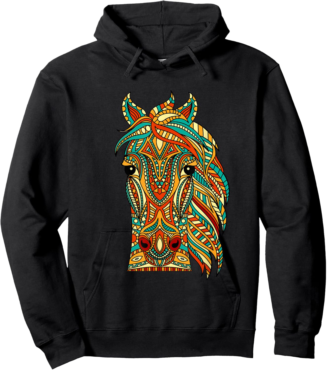 Tribal Horse Design - Horses Animal Lover Horseback Riding Hoodie - Hoodie | Black
