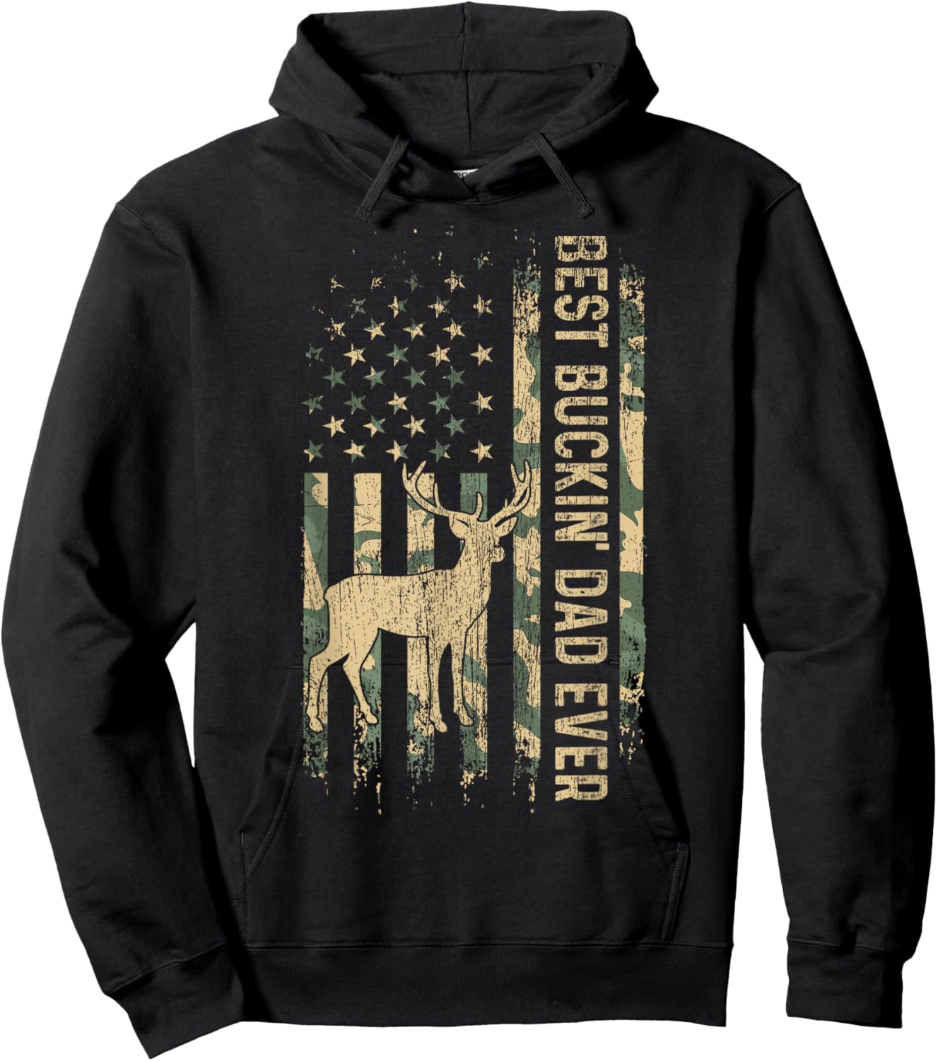 Best Buckin' Dad Ever American Flag Father's Day Hoodie - Hoodie | Black