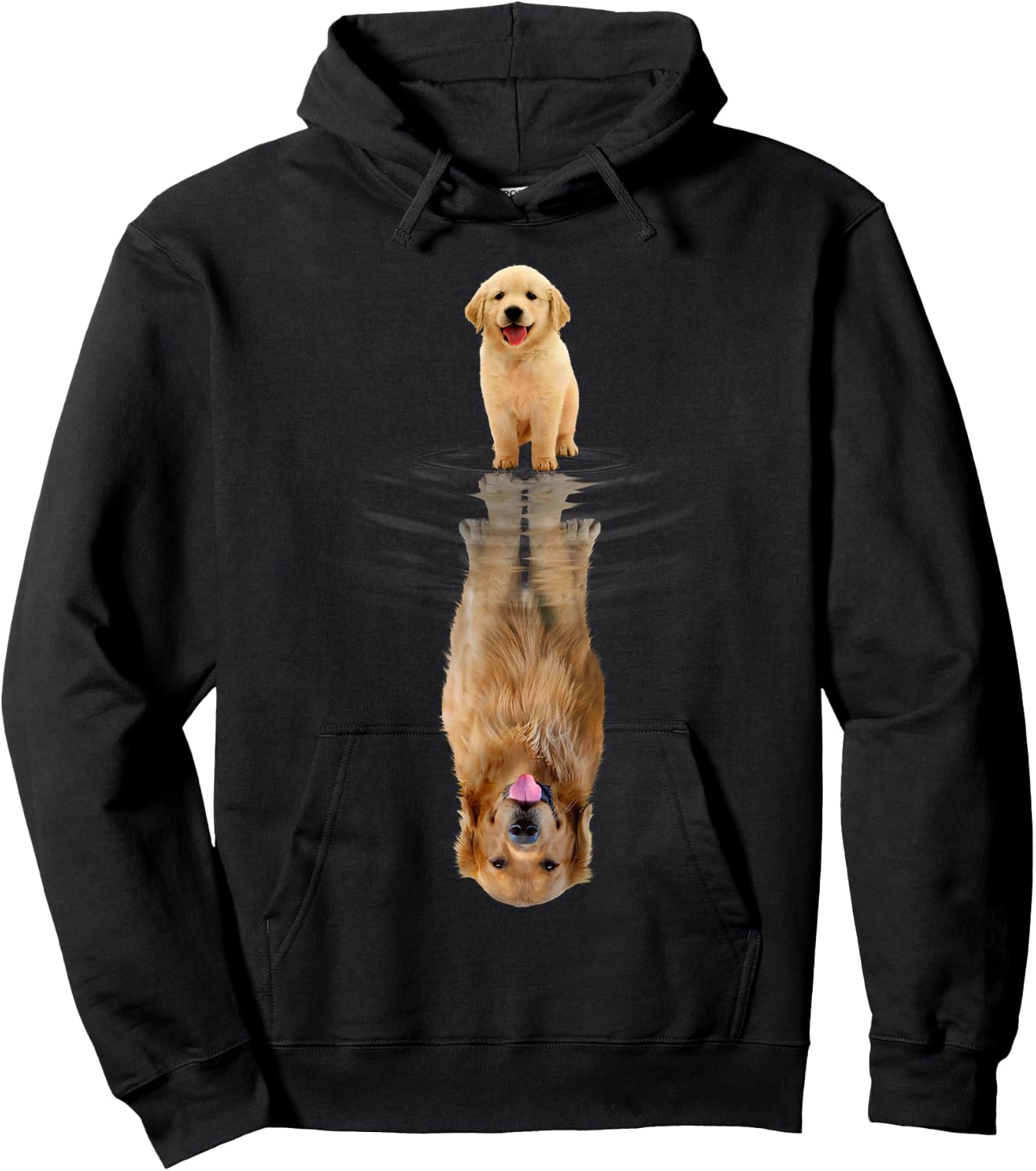 Golden Retriever Puppy Dad Reflection Graphic Hoodie - Hoodie | Black