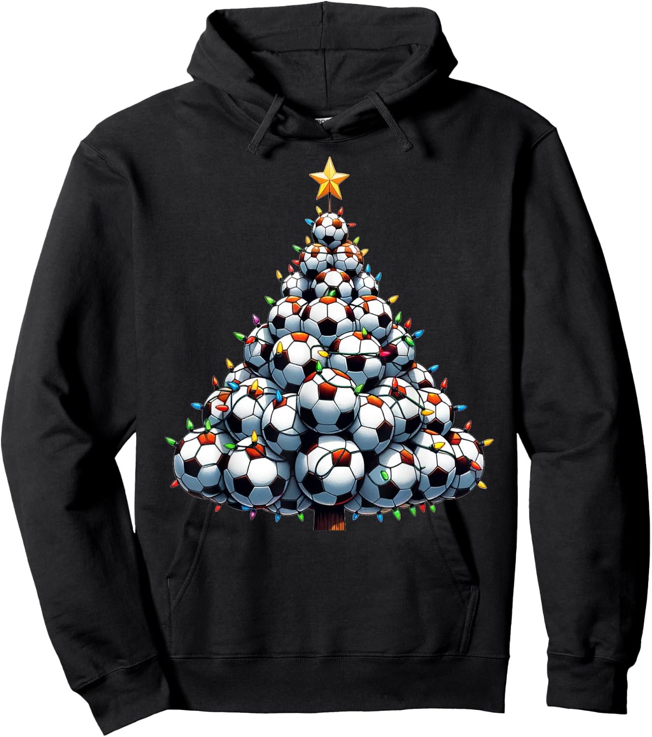 Santa Christmas Soccer Tree Boys Football Soccer Hoodie - Hoodie | Black