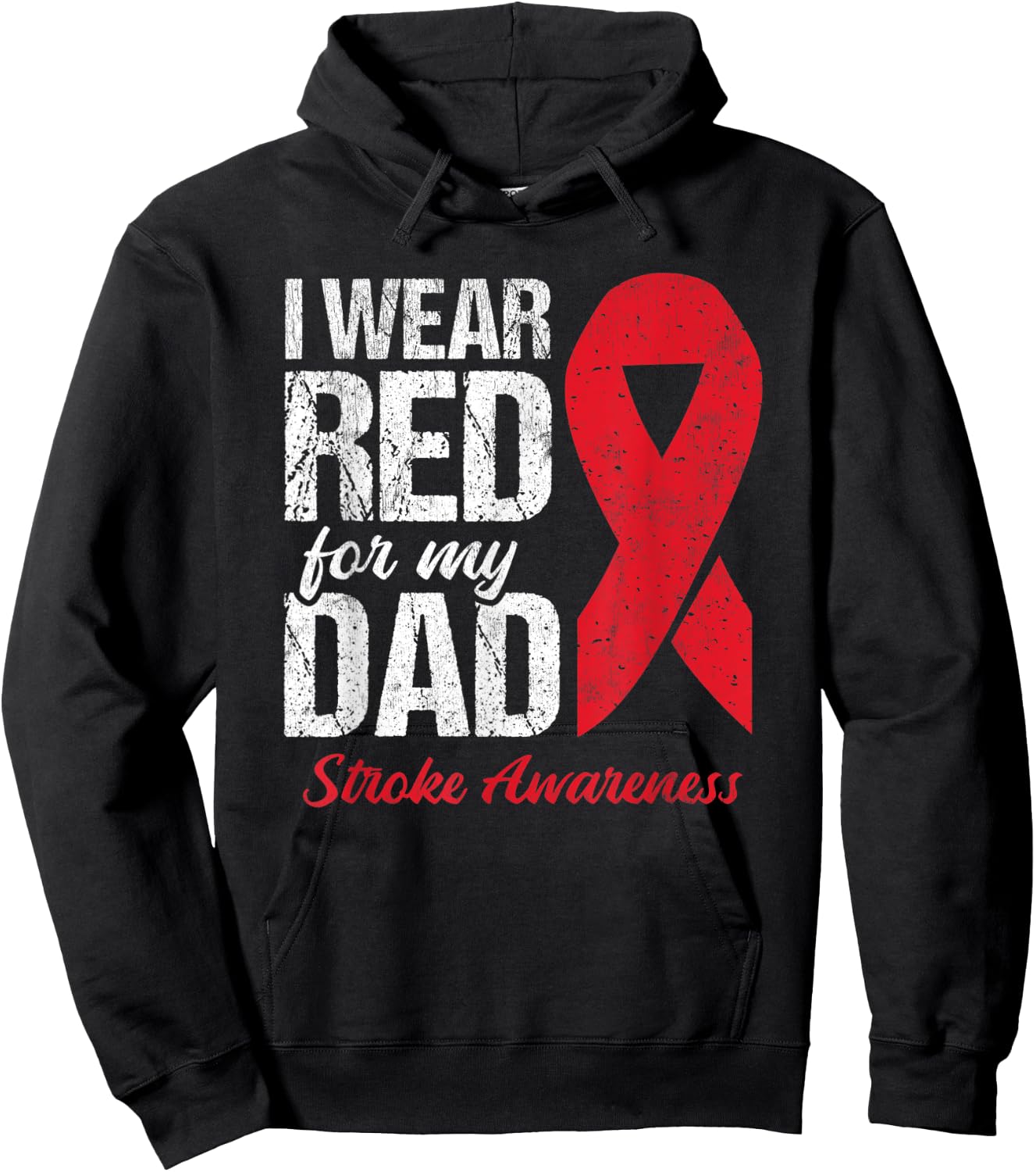 I Wear Red For My Dad Stroke Survivor Hoodie - Hoodie | Black