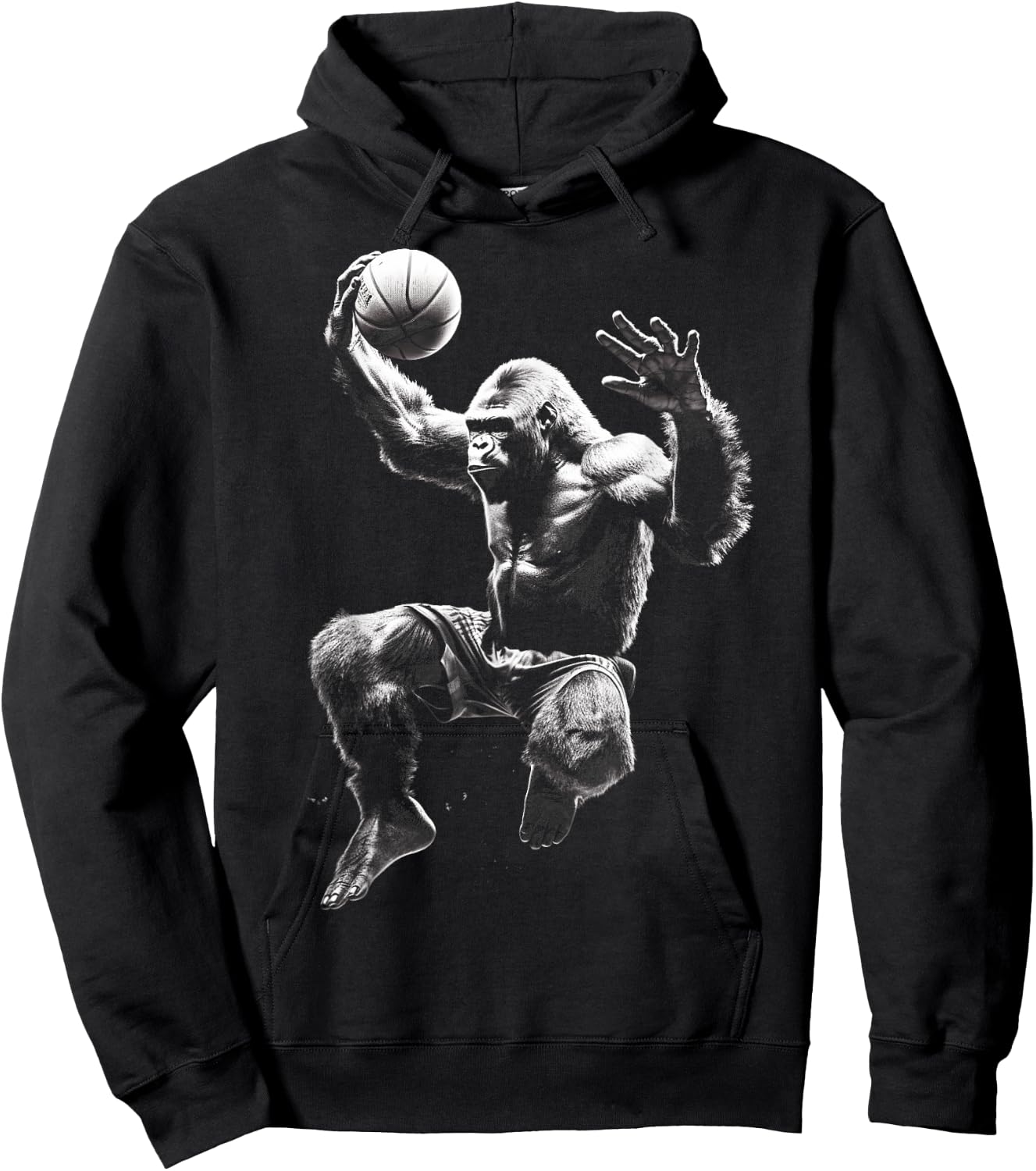 Gorilla Playing Basketball Funny Gorilla Basketball Player Hoodie - Hoodie | Black