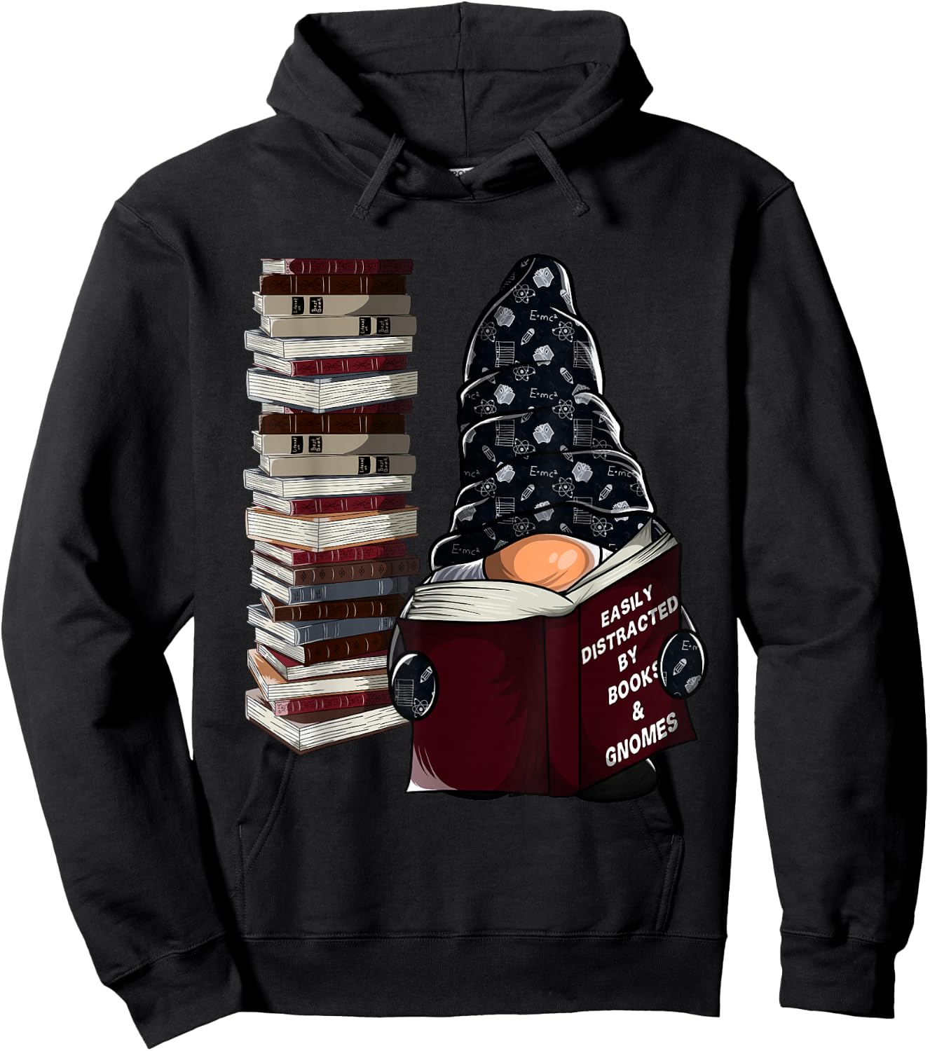 Easily Distracted by Books & Gnomes, Garden gnome Book Lover Small Hoodie - Hoodie | Black