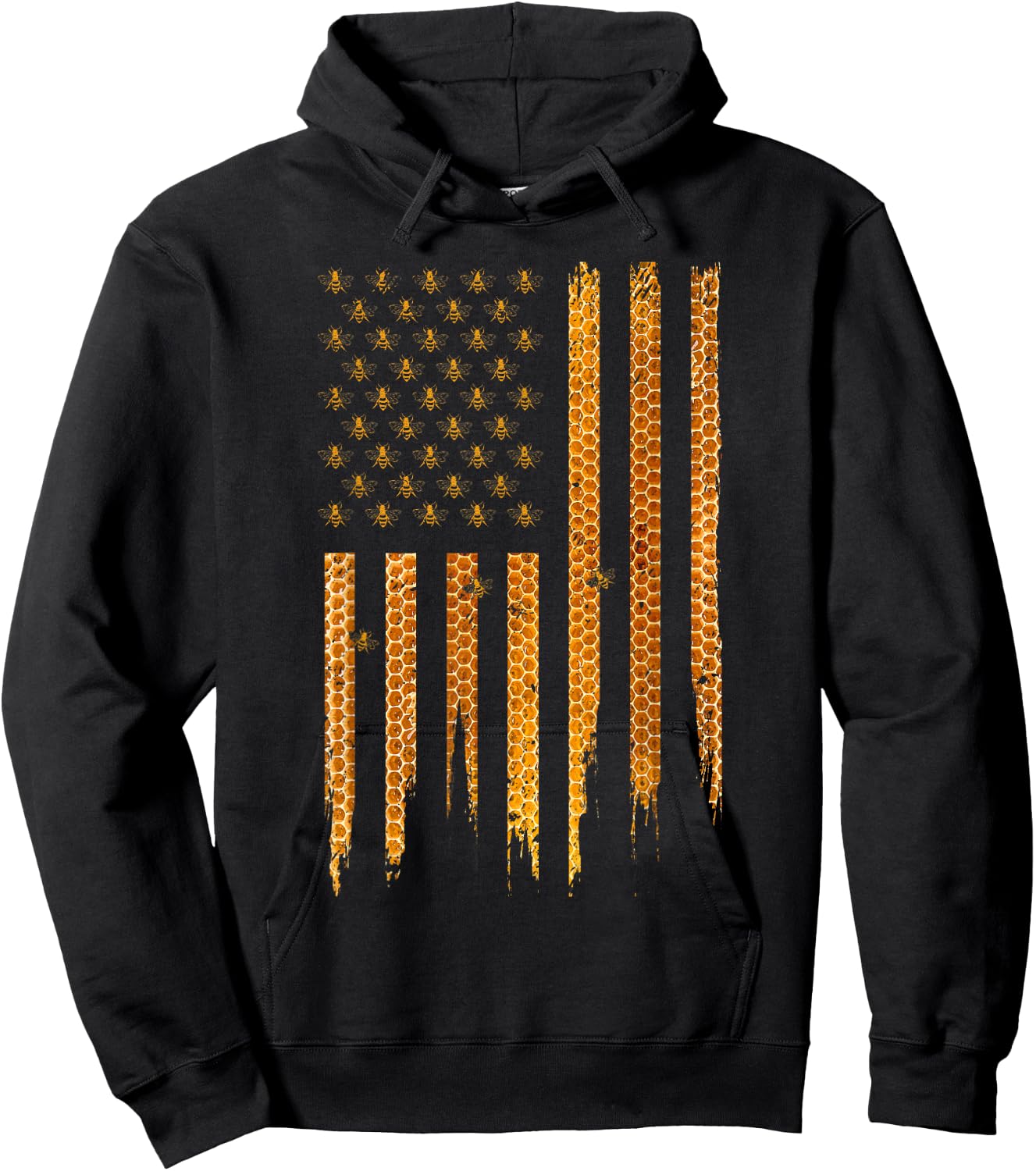 Beekeeping American Flag Honeycomb Honey Bees Beekeeper Hoodie - Hoodie | Black