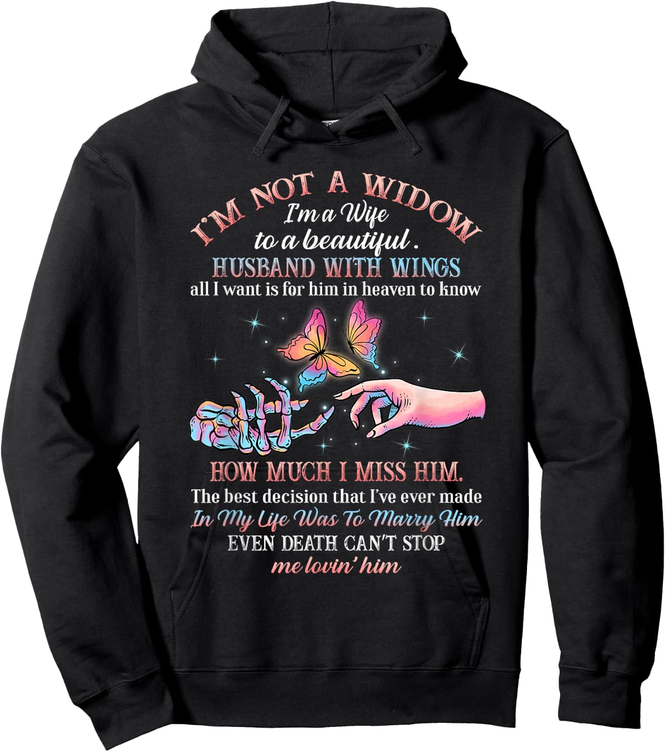 I'm Not A Widow I'm A Wife To A Husband With Wing Memorial Hoodie - Hoodie | Black