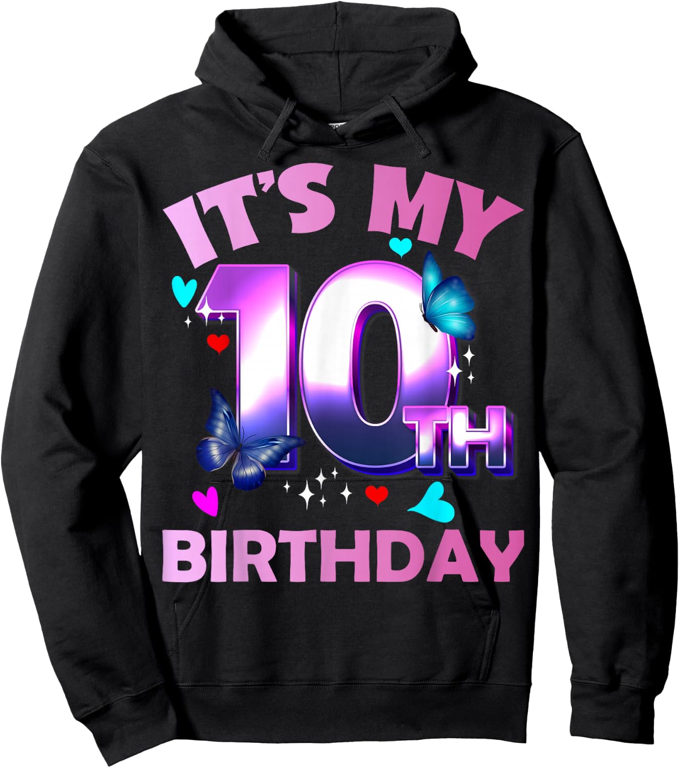 Butterflies - Girls and Boys - It´s My 10th Birthday Hoodie - Hoodie | Black