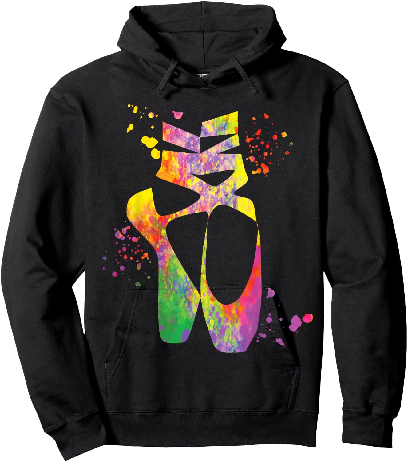 Ballet Shoes Dancer Colorsplash Woman Ballerina Hoodie - Hoodie | Black