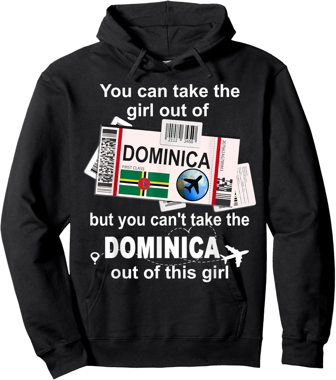 Dominica Boarding Pass - Dominica Girl - Dominica Hoodie - Hoodie | Black